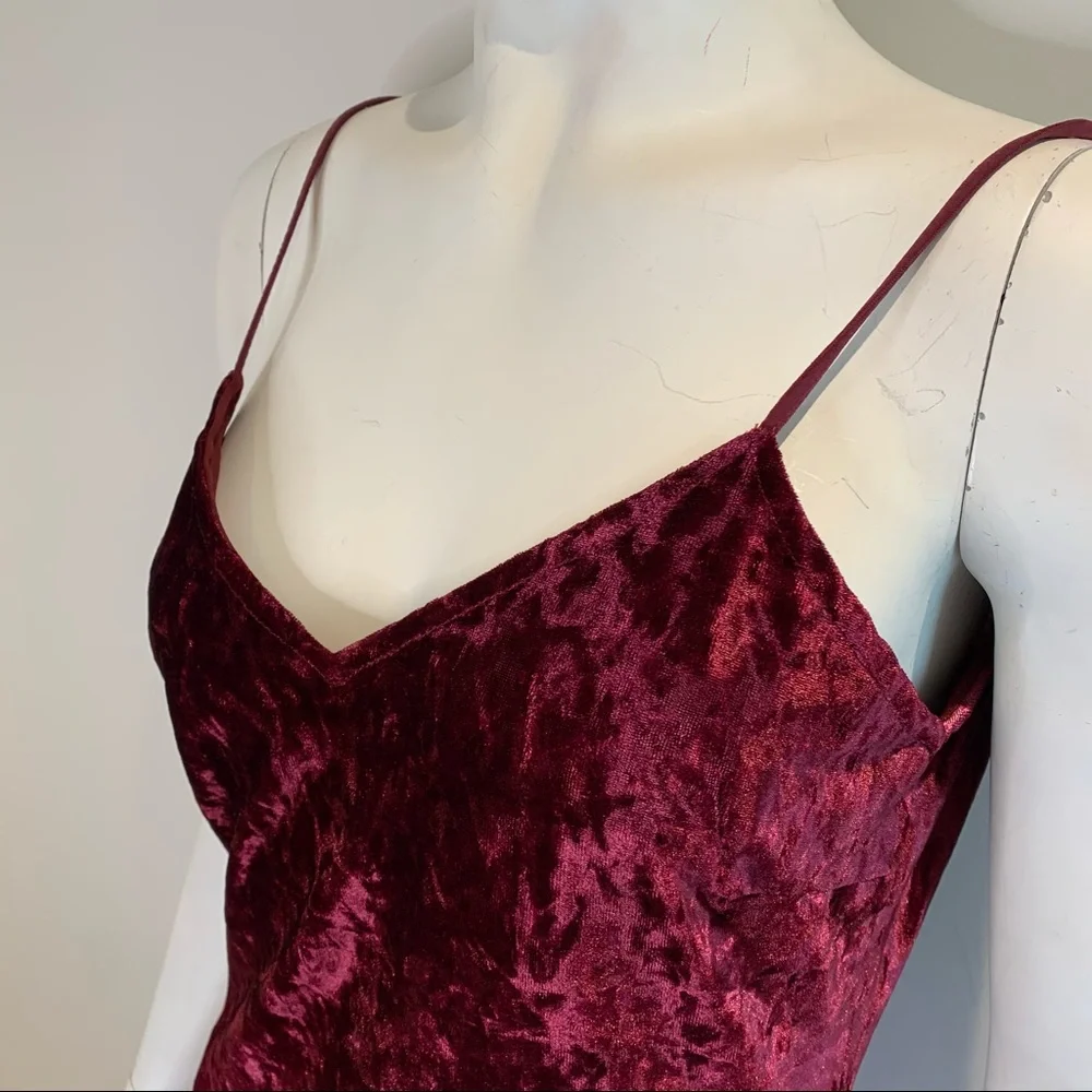 Sunset Skyline Burgundy Ombré Velvet Dress - Picture 2 of 8